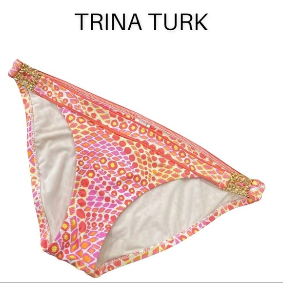 Trina Turck sz 8 pink coral abstract leopard bikini bottom - Picture 1 of 13